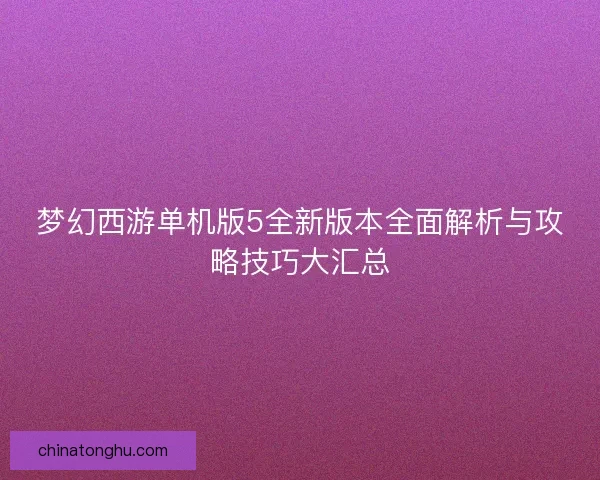 梦幻西游单机版5全新版本全面解析与攻略技巧大汇总