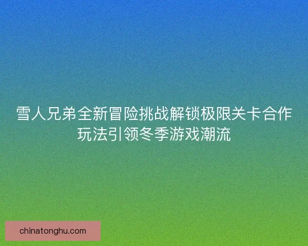 雪人兄弟全新冒险挑战解锁极限关卡合作玩法引领冬季游戏潮流 雪人兄弟全新冒险挑战解锁极限关卡合作玩法引领冬季游戏潮流