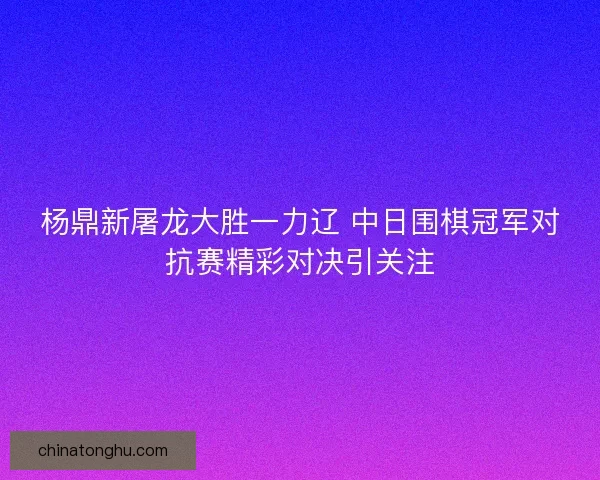 杨鼎新屠龙大胜一力辽 中日围棋冠军对抗赛精彩对决引关注